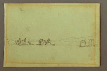 Disegno, Isole boscose, riva collinare, forse 1856