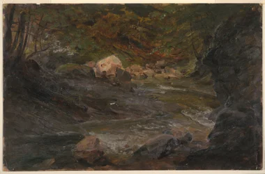 Disegno, ruscello di bosco, 1850-60