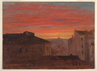 Tetti al tramonto dal Pincio, Roma
