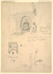 Schizzi della Casa di Semon il Conciatore, Giaffa, Palestina [Tel-Aviv, Israele] e Pescatori sulle Rocce a Beirut, Siria [Beirut, Libano]