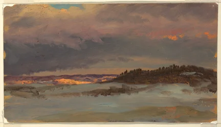 Paesaggio Invernale con Collina Blu al Tramonto, Hudson, New York