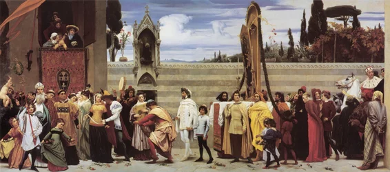 La celebre Madonna di Cimabue portata in processione per le strade di Firenze".