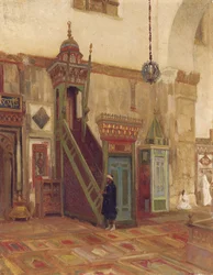 Interno di una moschea di Mimbar della Grande Moschea di Damasco