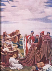 Commercianti Fenici della costa della Britannia (litografia a colori)