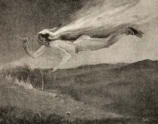 Splendeva come Ishkoodah, la cometa, come la stella con trecce infuocate, da Il canto di Hiawatha di Henry Wadsworth Longfellow (1807-82), pub. da George G. Harrap e Company Ltd., 1911