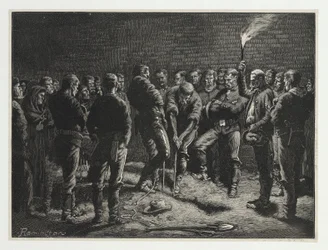 La campagna Apache--sepoltura degli uomini di Hatfield, da Harpers Weekly, pub. 1886