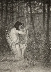 Poi, alzandosi su un ginocchio, Hiawatha mirò una freccia, da 