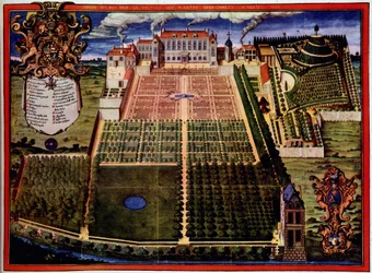 Veduta del giardino reale (giardino delle piante) - in "Descrizione del giardino reale delle piante medicinali" di Scalberge