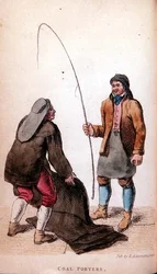 I portatori di carbone da Ackermanns World in Miniature, XIX secolo (litografia colorata)