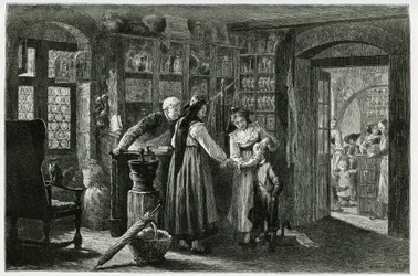 Dal farmacista del villaggio di Kaysersberg (o Kaisersberg, Alsazia), una consultazione d
