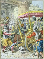 Assassinio del re Enrico IV da parte di François Ravaillac in Rue de la Ferronnerie, Parigi, 14 maggio