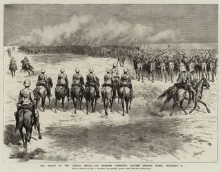 La marcia verso i pozzi di Gakdul, la colonna di Sir Herbert Stewart lascia Korti, 30 dicembre