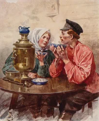 Una tazza di tè da un samovar