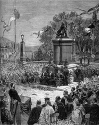 Inaugurazione della statua di Blaise Pascal (1623-1662) in Place Saint Herem di Clermont-Ferrand, Puy de Dome (63). 5 settembre