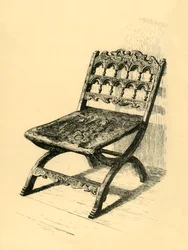 Sedia pieghevole, legno di noce, XVI-XVII secoli, 1881