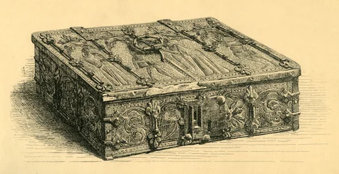 Scrigno di legno e cuoio, 1350-1370, 1881