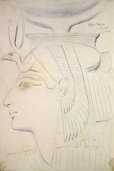 Studio di un rilievo di una dea nel Tempio di Seti I, Abydos