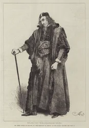 Mr Henry Irving come Shylock, in Il Mercante di Venezia, al Lyceum Theatre