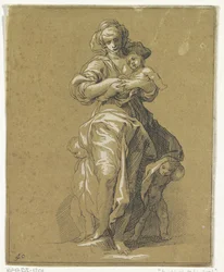 Carità con tre bambini