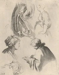 Studi di figure, dal libro di disegni, 1650-56