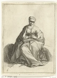 Donna seduta e pregante (serie di 15 piccole figure)