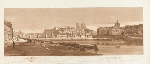 Veduta del Pont Neuf, di parte del Louvre, di Notre-Dame e del Collegio delle Quattro Nazioni, 1803; tavola 7 da Vedute di Parigi, il ricalco del volume Emanuel della tavola B1981.25.2616
