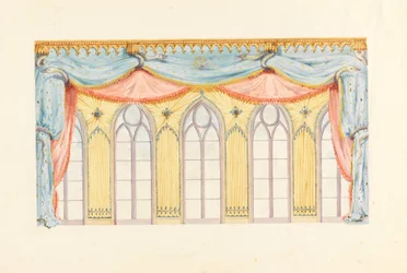 Disegno, decorazione della finestra, probabilmente per la parete est della Music Room, Royal Pavilion, Brighton, 1820