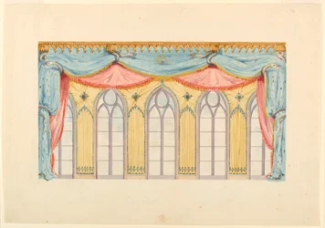 Disegno, decorazione della finestra, probabilmente per la parete est della Music Room, Royal Pavilion, Brighton, 1820