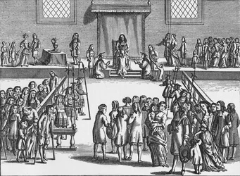 Carlo II che tocca un paziente per il male del re, c1680