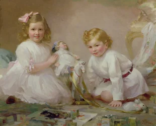 Un fratello e una sorella che giocano, 1915