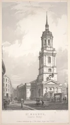 San Magnus, London Bridge, incisione di John Henry Le Keux