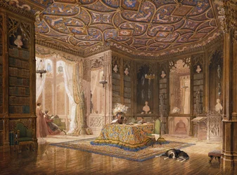 La biblioteca di Stanmore Hall, la residenza di Robert Holland, Esq