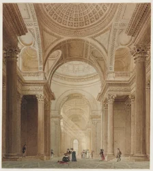 Interno del Pantheon di Parigi (acquerello su grafite)