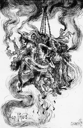 La rana del maiale, illustrazione del racconto di Edgar Allan Poe, 1884 circa (acquaforte)