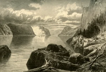Point Noir, Trinity Rock e Cape Eternity, fiume Saguenay, c1870
