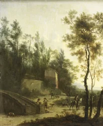 Paesaggio italiano con cacciatori