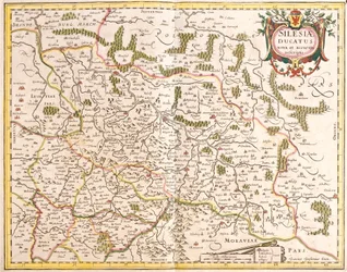 Mappa del Ducato di Slesia, Germania e Repubblica Ceca