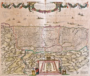 Mappa della Terra Santa (Israele, Palestina) (acquaforte)