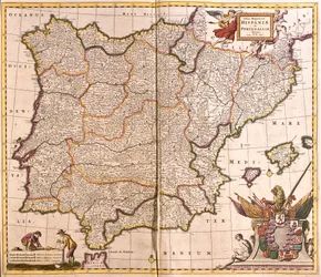 Mappa della Penisola Iberica, Spagna e Portogallo