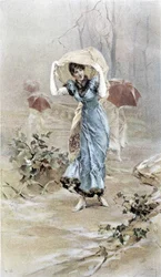 Donna che si protegge dalla pioggia - allegoria dell