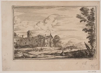Edificio del monastero, a sinistra in paesaggio italiano