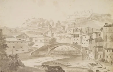 Vienne, vicino a Lione. Pont Saint-Martin sul fiume Gère. A sinistra Prieuré de Saint-Martin, a destra Porte de la Rochette e il castello Pipet
