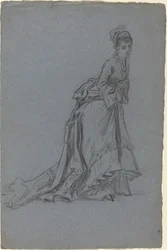 Giovane donna alla moda che avanza