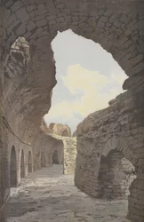 Fréjus, Anfiteatro, vista interna di una galleria