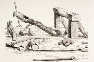 Mangonel del XV secolo, da Les Arts au Moyen Age, pubblicato nel 1873
