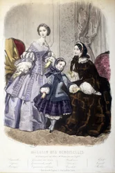 2 donne e una ragazza: Moda - in "Magasin des damoiselles". sd. circa 1850