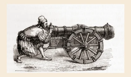 Un cannone tedesco a retrocarica del XVI secolo, da Les Merveilles de la Science, pubblicato c.1870