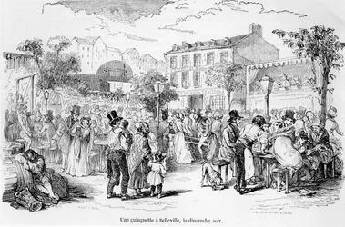 Una guinguette a Belleville la domenica sera, da Tableau de Paris di Edmond Auguste Texier, Parigi, 1852