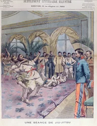 Una sessione di jiu-jitsu in Francia, illustrazione da Le Petit Parisien, 1905