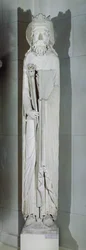 Un re, possibilmente Salomone, dalla facciata ovest di Notre-Dame de Corbeil, Essonne